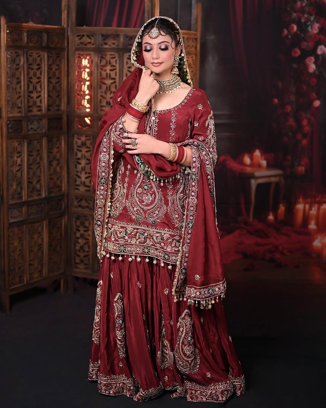 Maroon Red Color Beautiful Plazo Suit in Georgette Fabric
