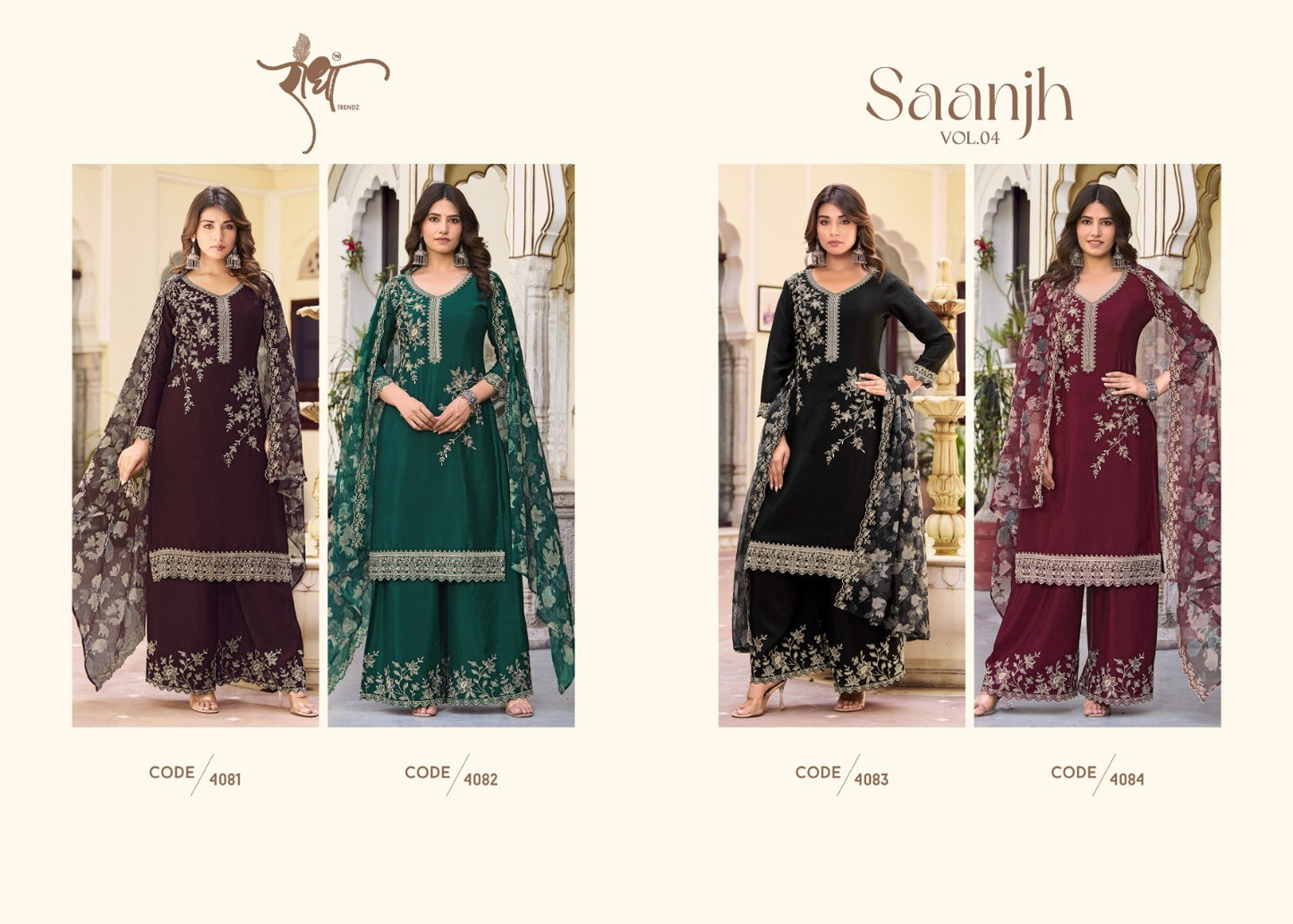 radha trendz saanjh vol 4 4081 to 4084 series dress