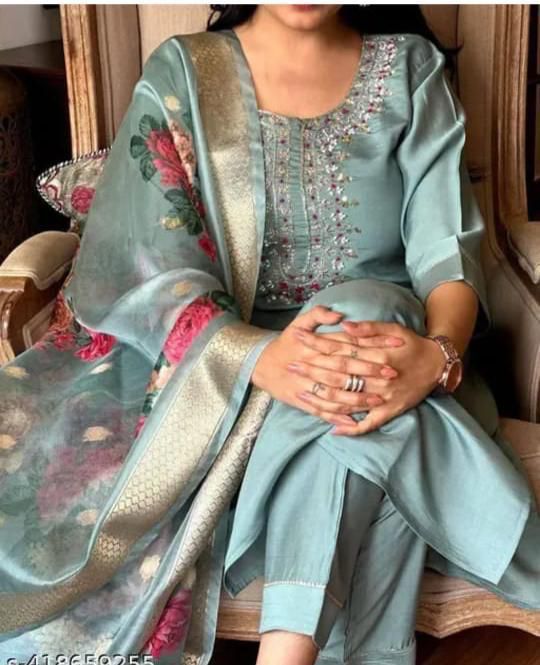 Summer Wear Dress in Roman Silk Fabric