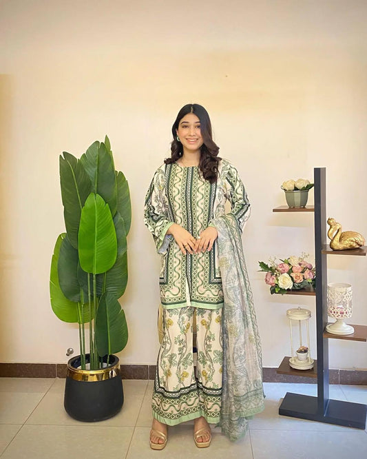 light Green Color Beautiful Summer WEar Dress in Crape Fabric