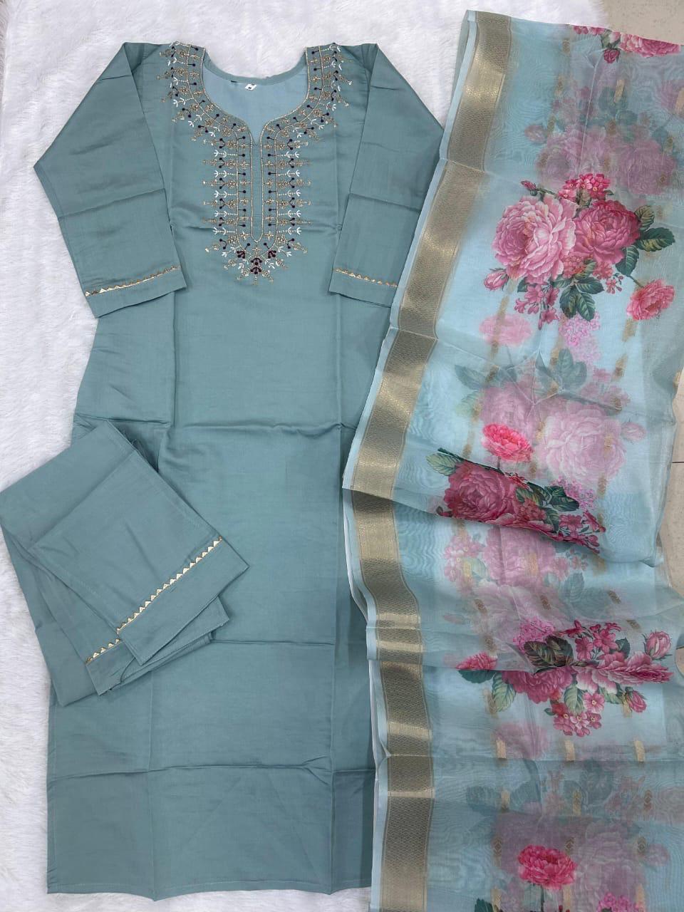 Summer Wear Dress in Roman Silk Fabric