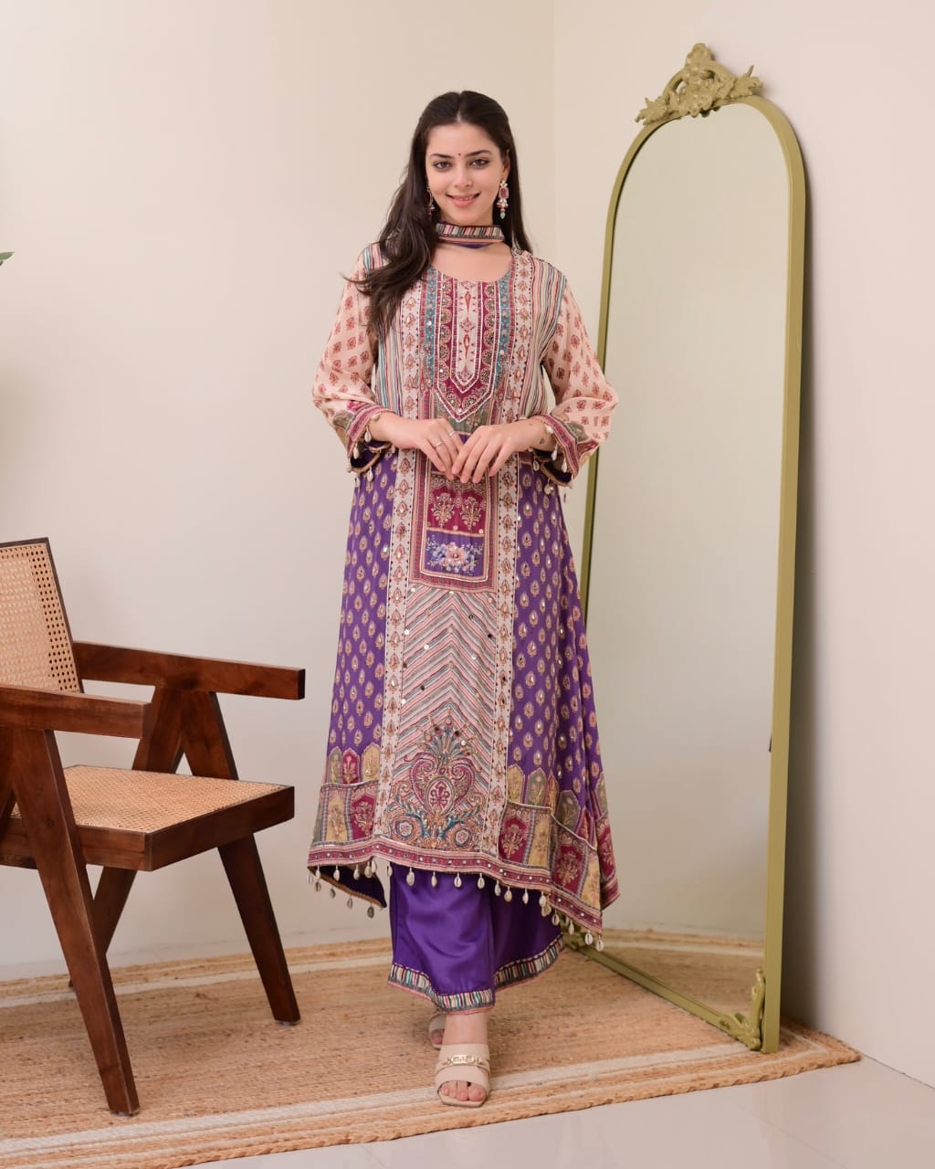 Summer Wear Dress in Chinon Fabric