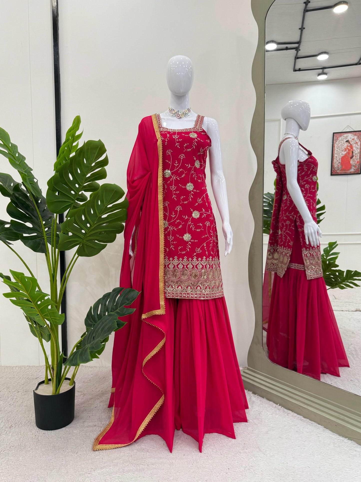 Pink Color Sharara Dress in GEorgette FAbric