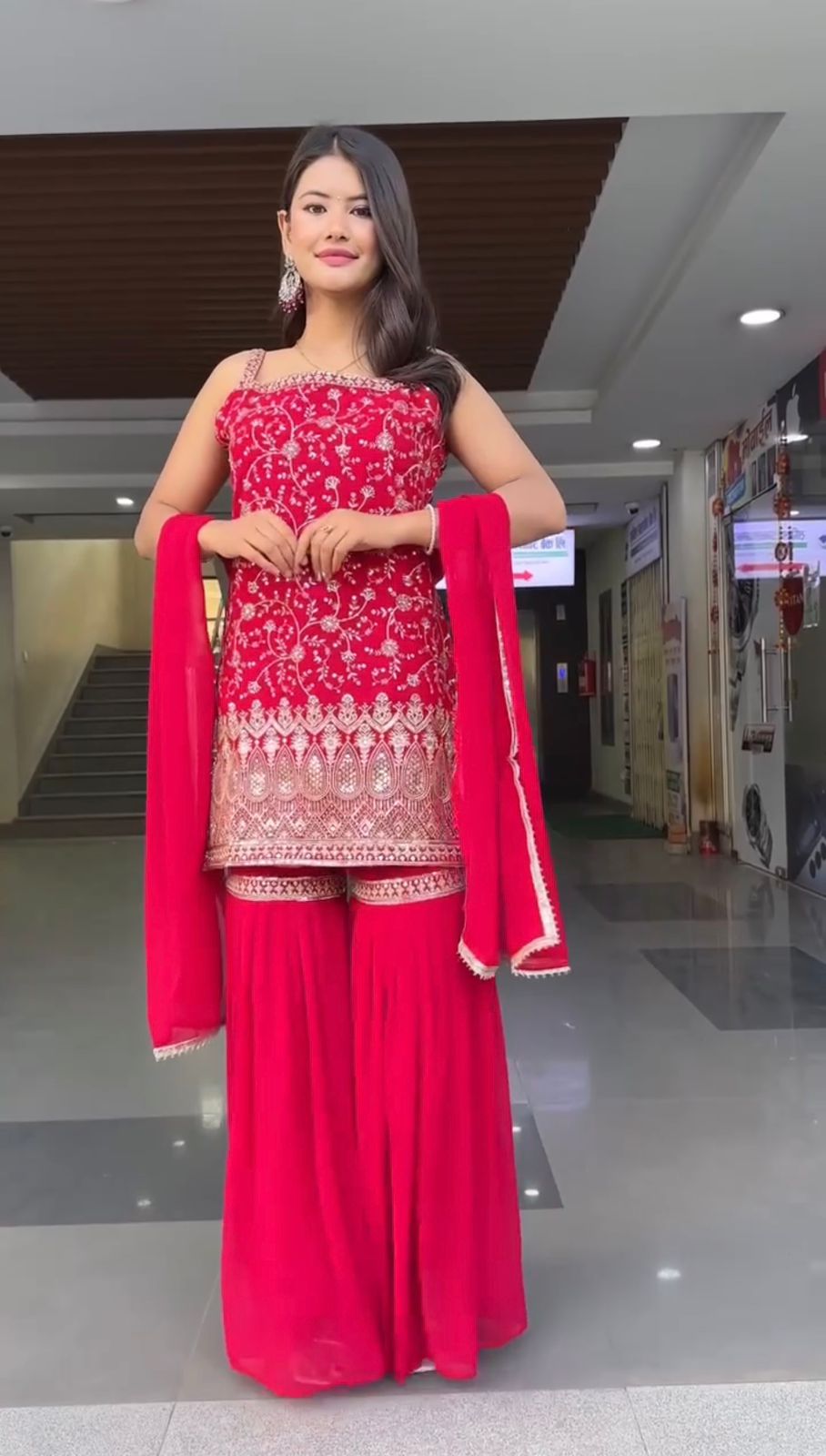 Pink Color Sharara Dress in GEorgette FAbric