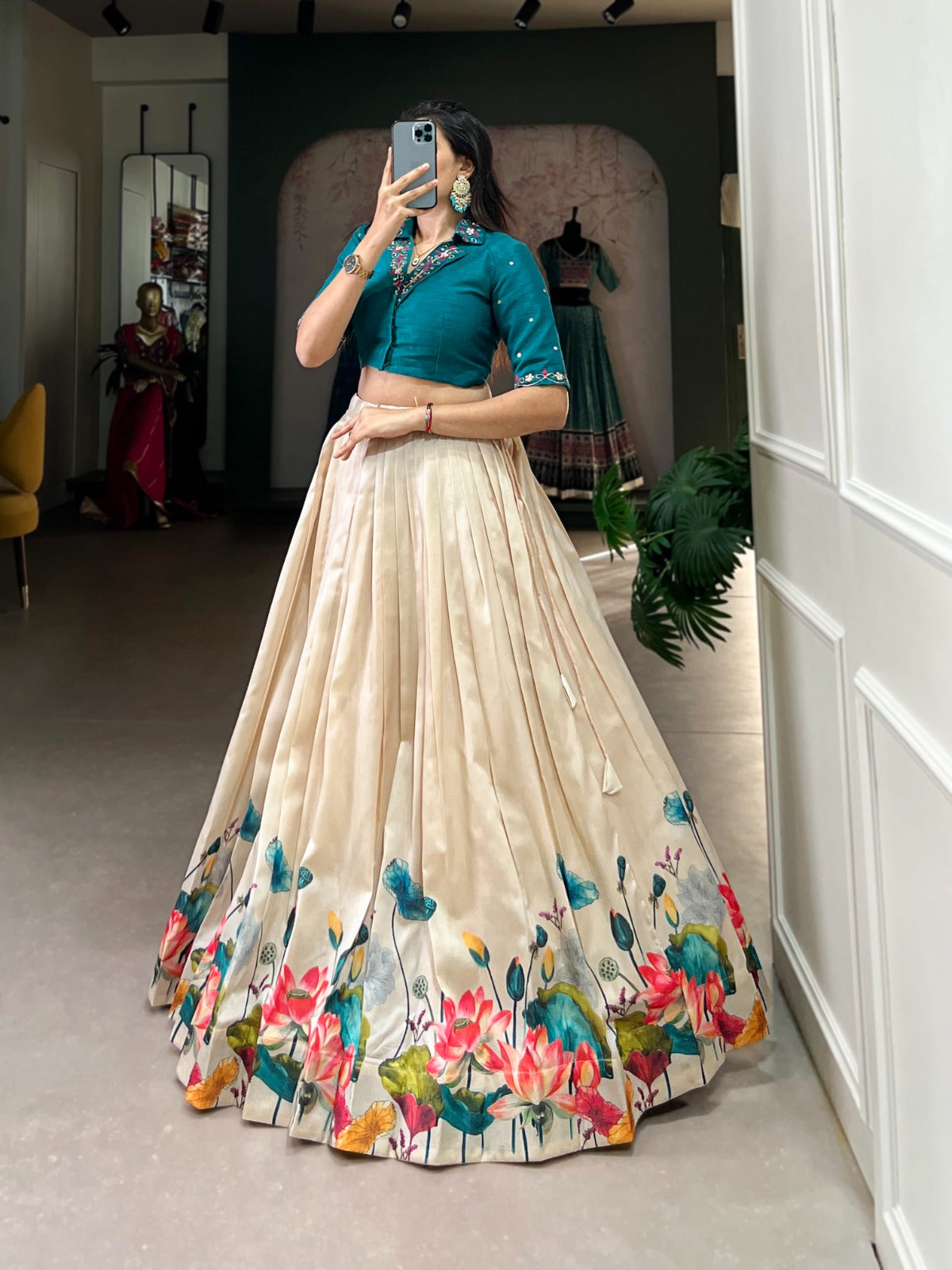Lehenga Choli in Tussar Silk Fabric