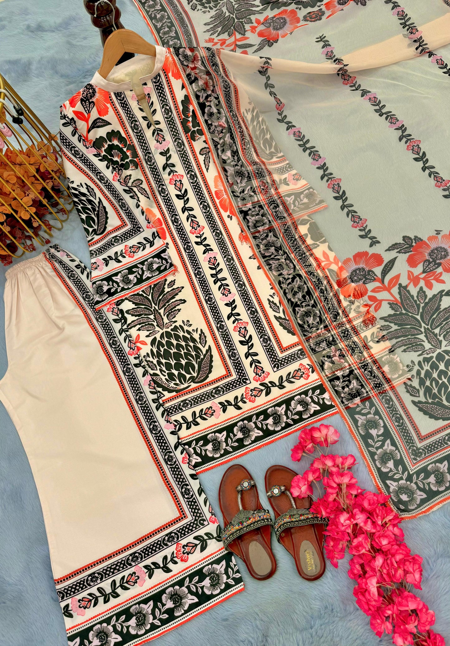 Party Wear Look Pur American Crape Top With Plazzo With Dupatta Set