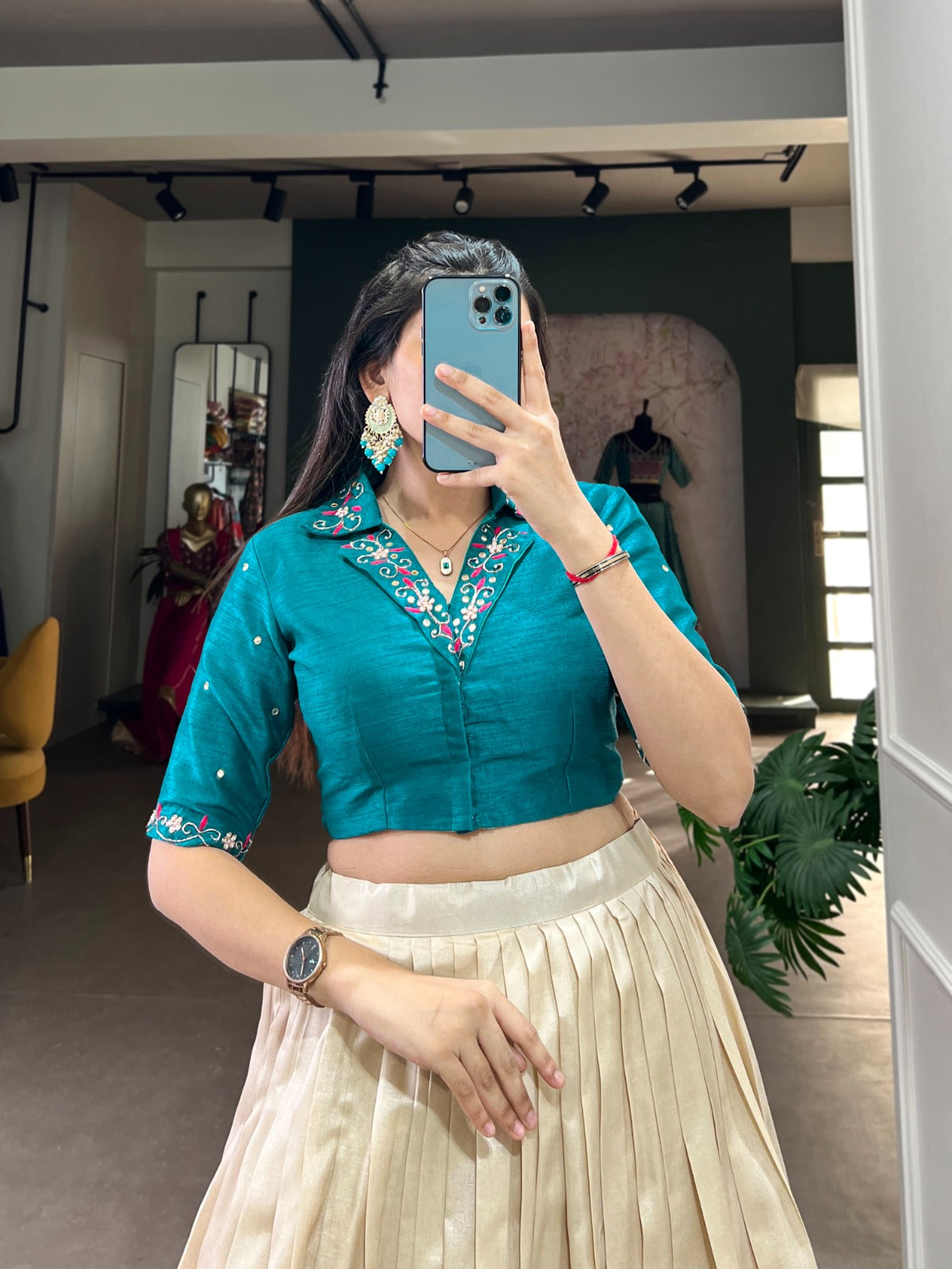 Lehenga Choli in Tussar Silk Fabric