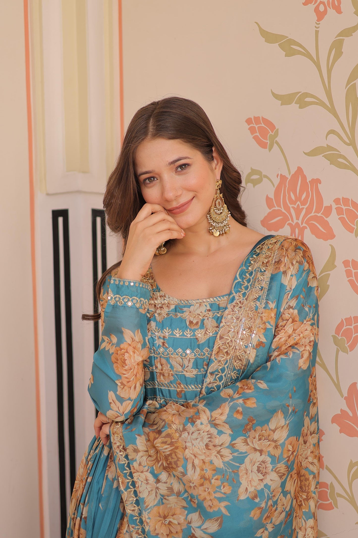 Designer Readymade Gown-Dupatta Collections in Silk Fabric