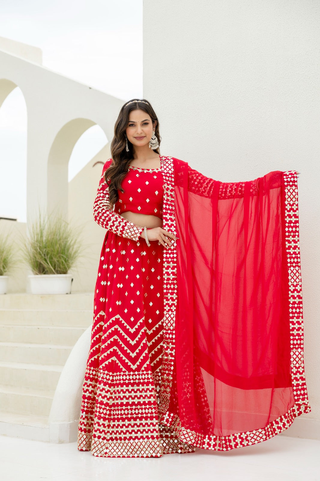 Red Color Beautiful Lehenga Choli in Georgette Fabric