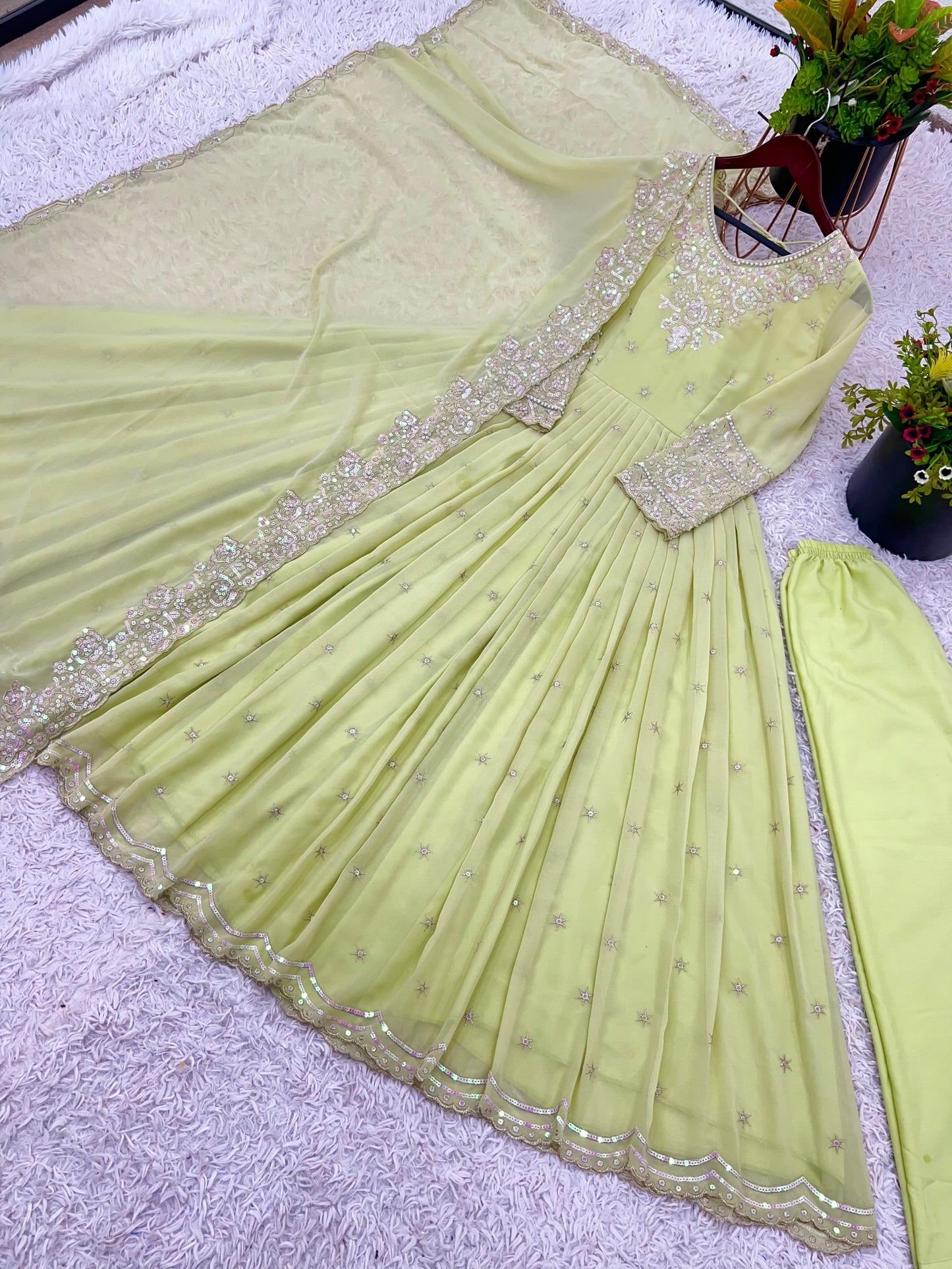 Party Wear Look Full Heavy Embroidery Rembo Sequence Work Gown With Fully Stiched And Dupatta