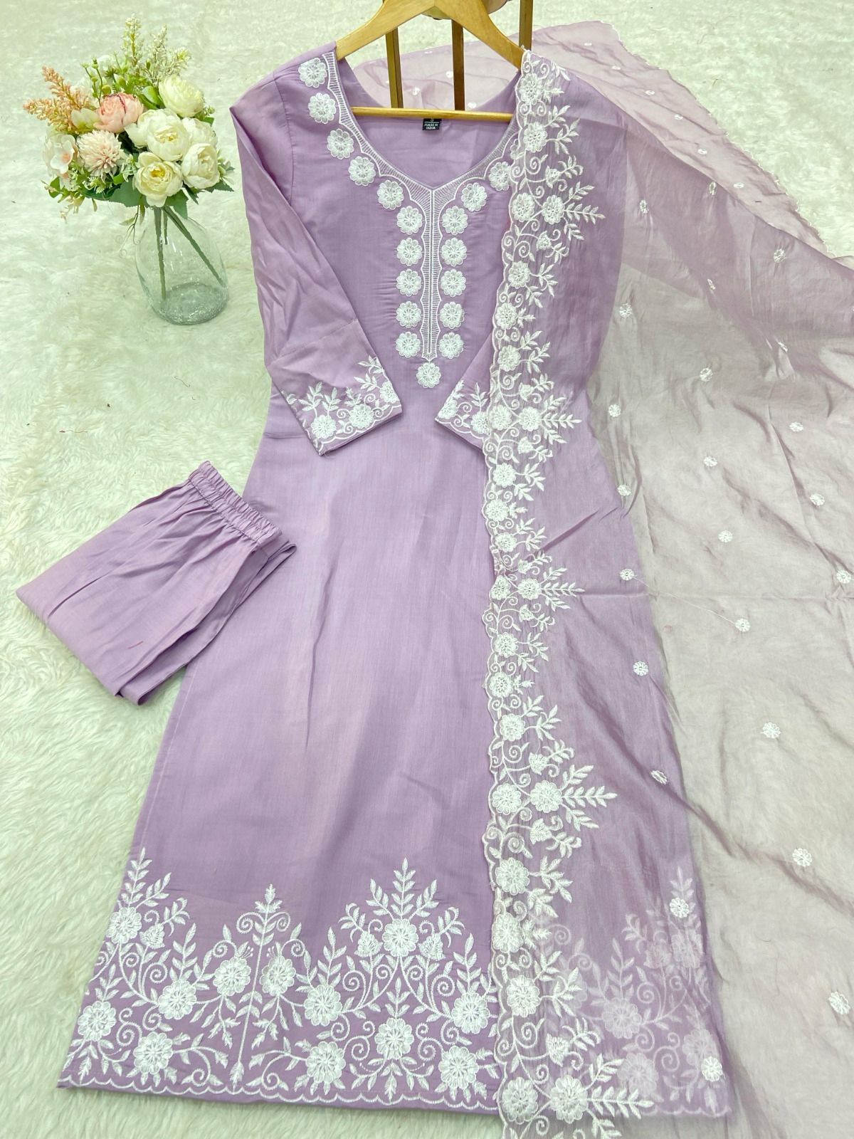 Purple Color Beautiful Dress in Silk Fabric