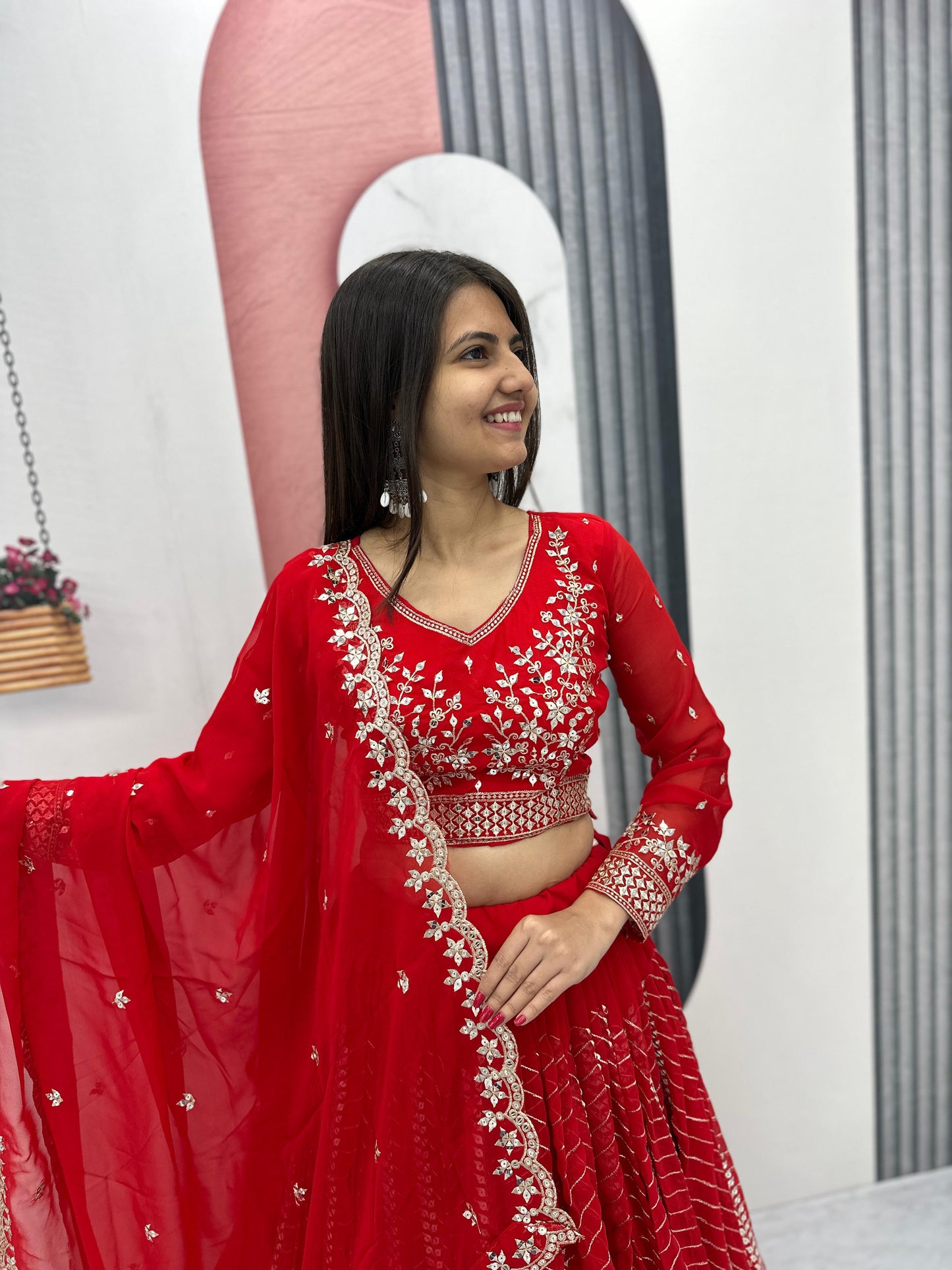 Launching Embroidered Lehenga Choli in red color