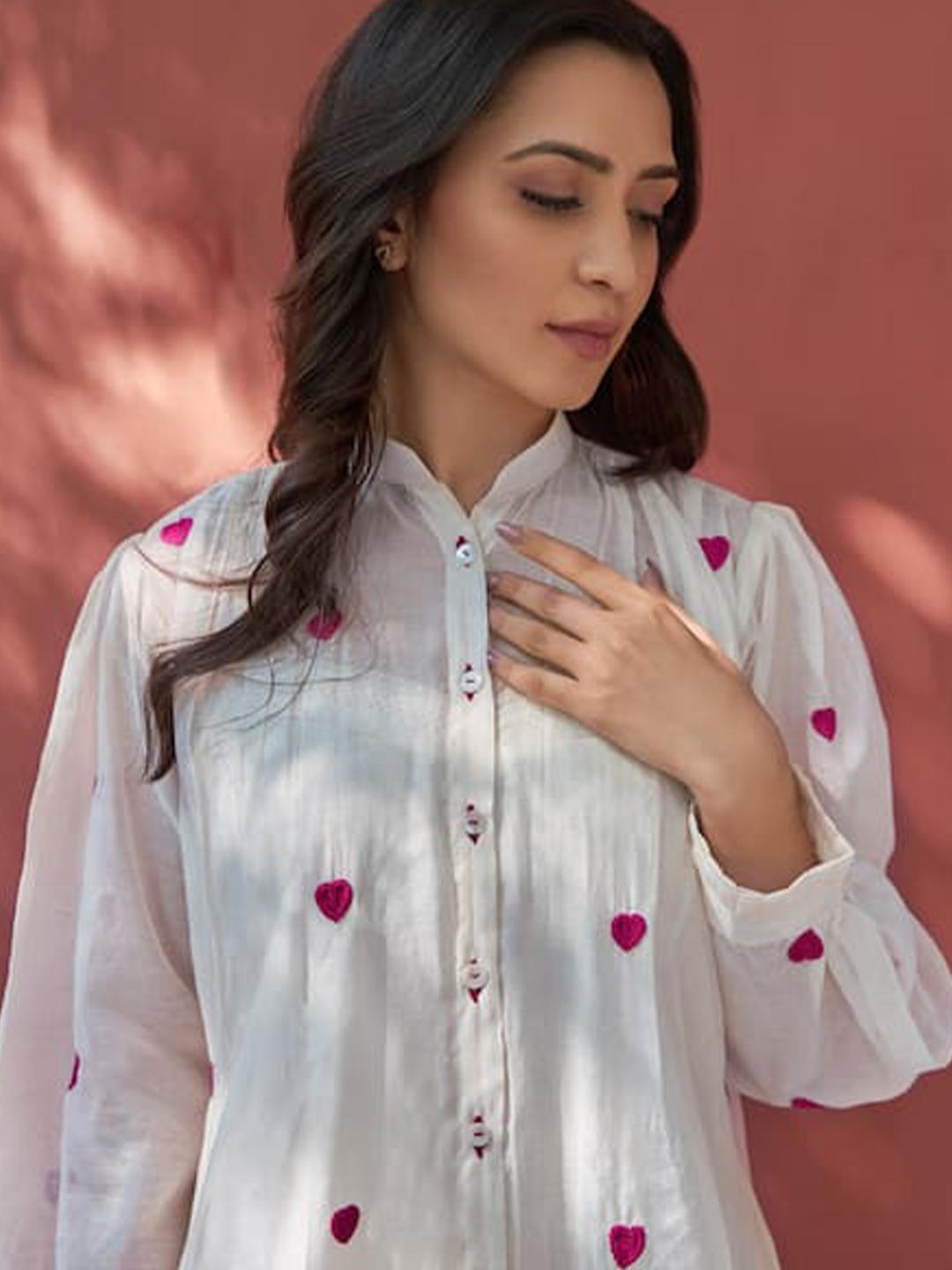 White Color Beautiful Cotton Wear Kurti Pent Set