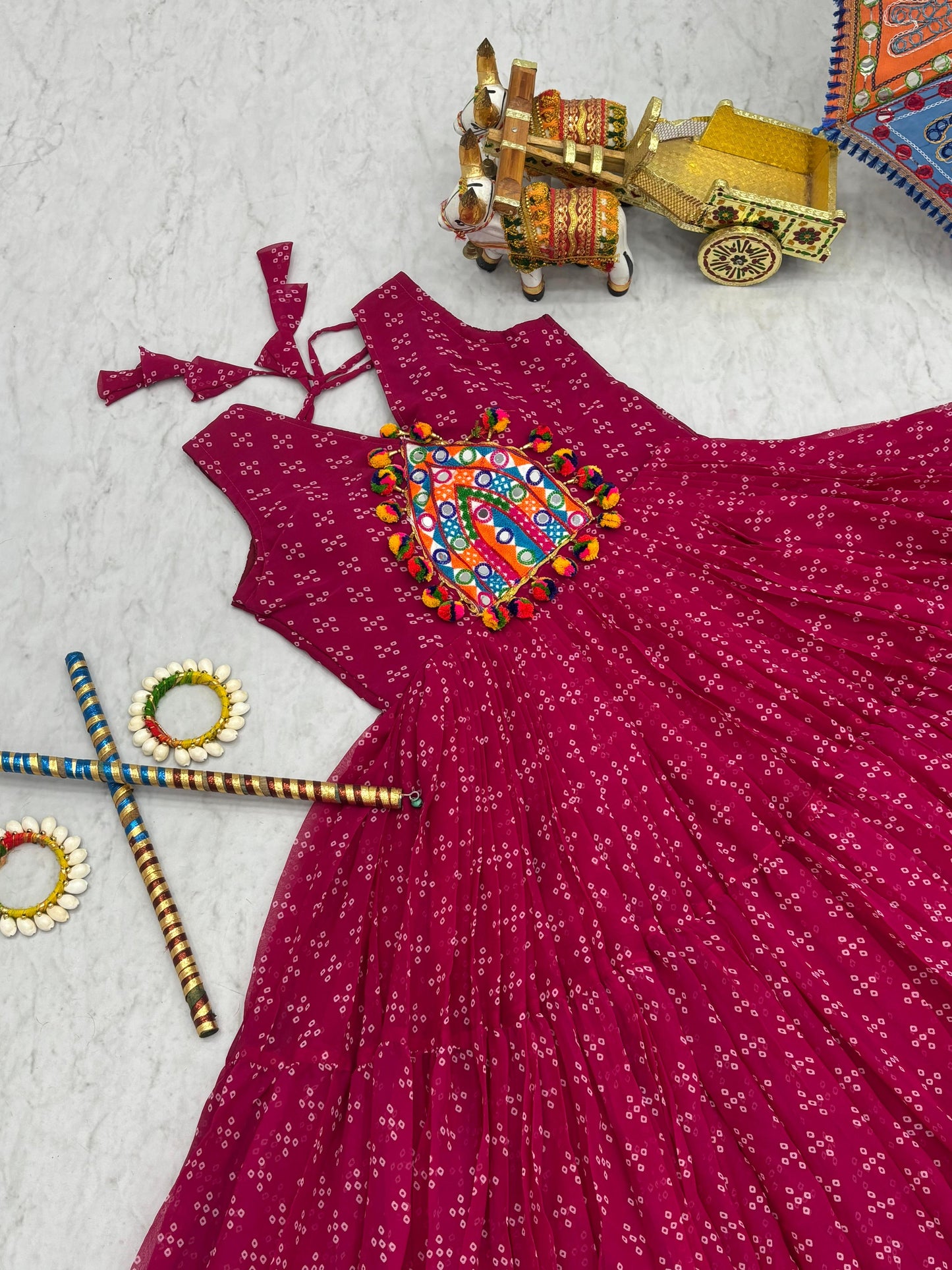 Navratri Special Gamathi Work Gown in pink color