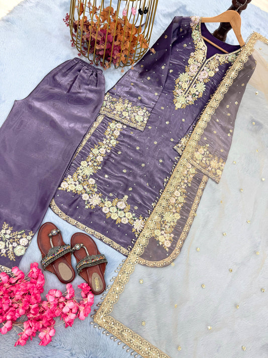 purple Color Beauitful Partywear DRess in Jimmi Choo fabric