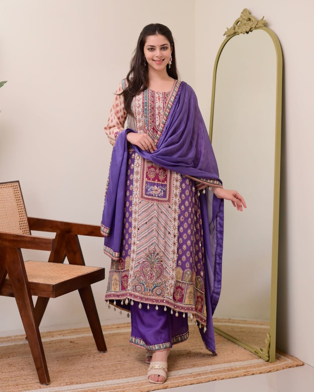 Summer Wear Dress in Chinon Fabric