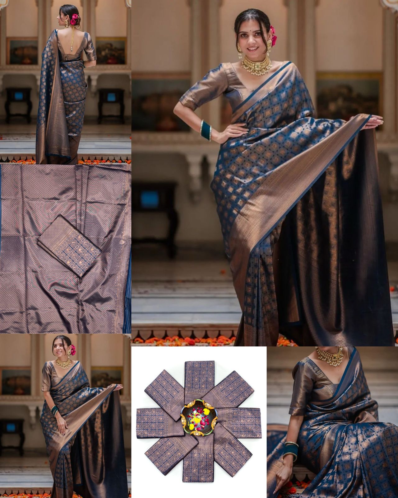 Grey Color Beautiful Banarasi Silk Saree