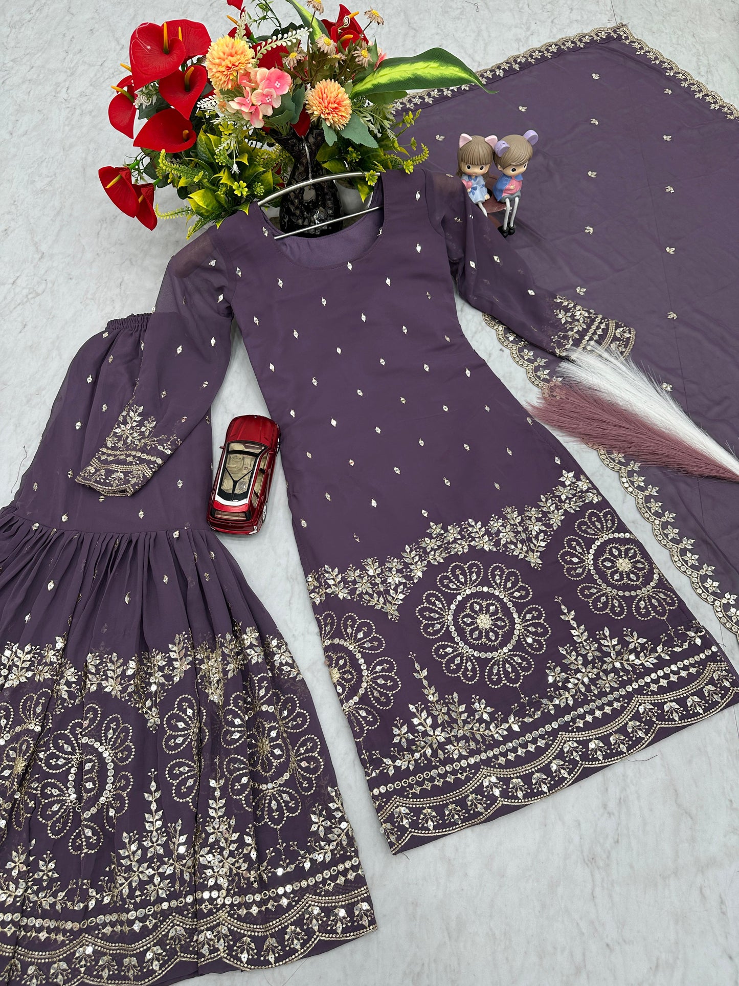 Beautiful Sharara Suit For Party Function in Georgette Fabric