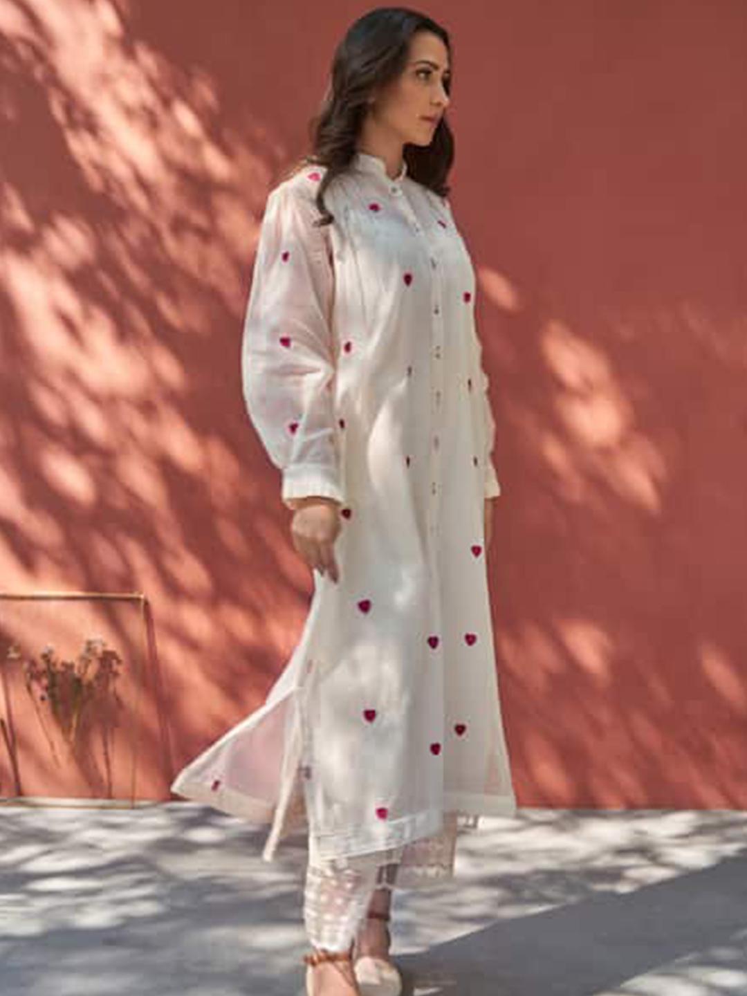White Color Beautiful Cotton Wear Kurti Pent Set