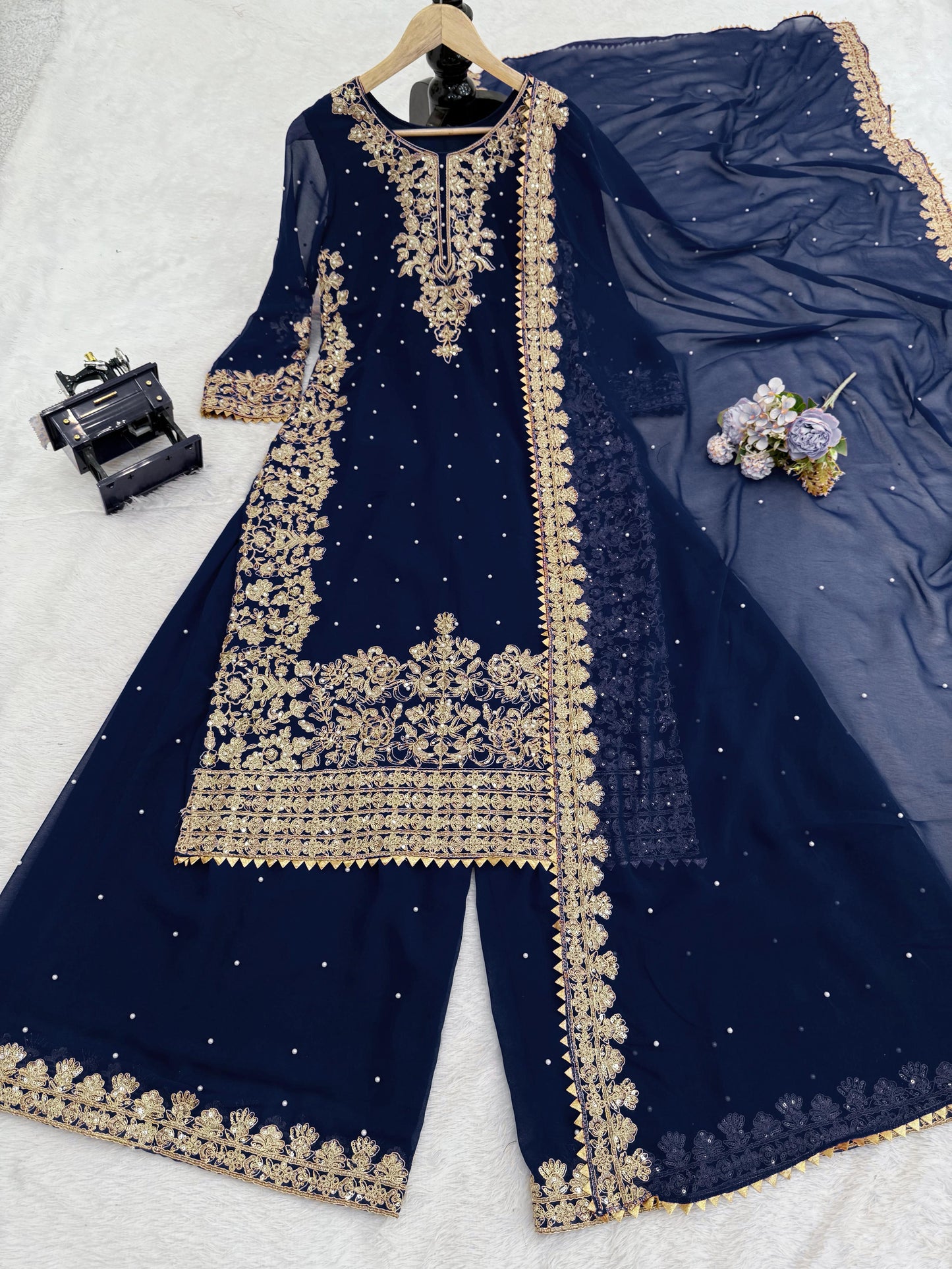 Blue Color Beautiful Georgette FAbric Plazo Dress