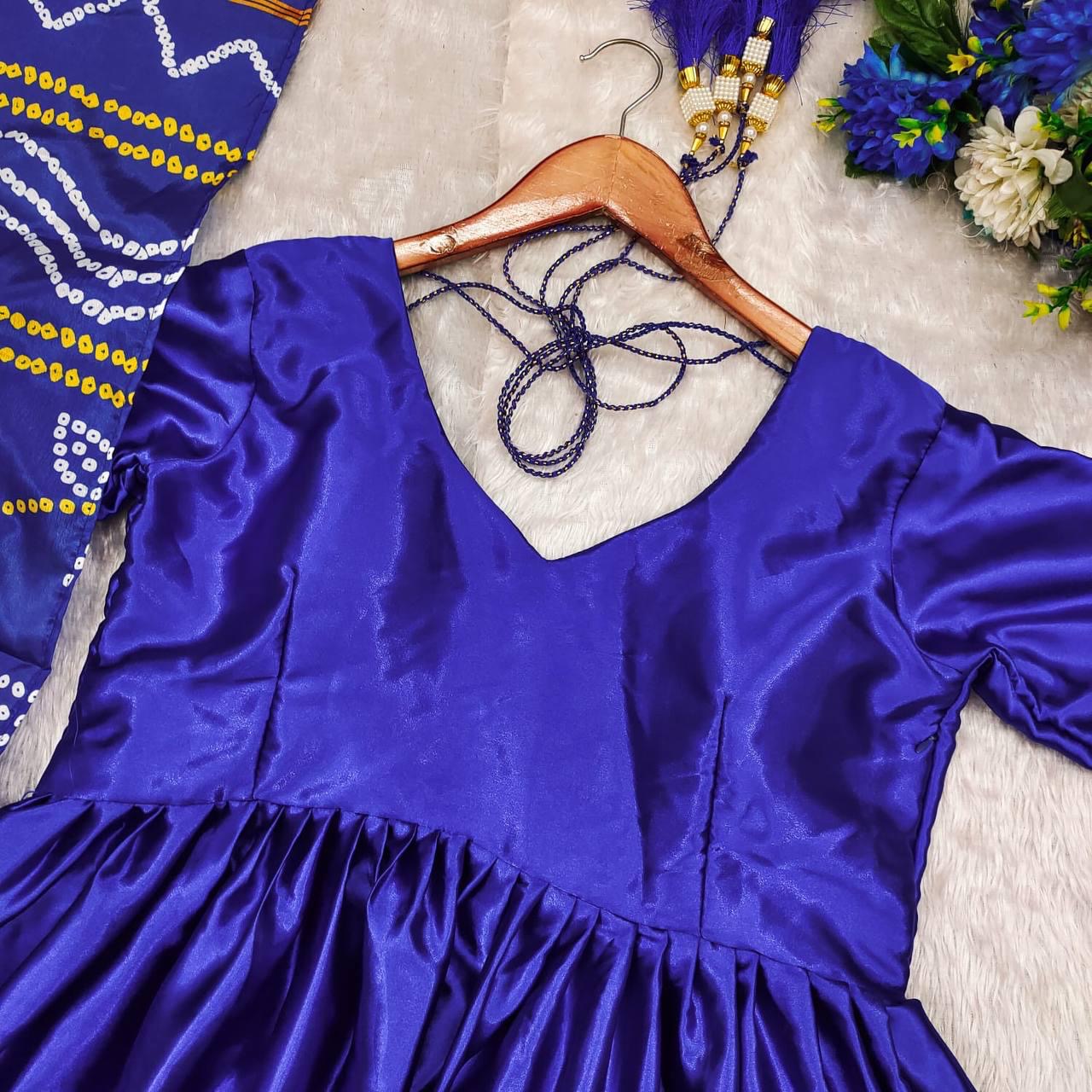 Blue Color Beautiful Silk Suit Gown For Small Family function