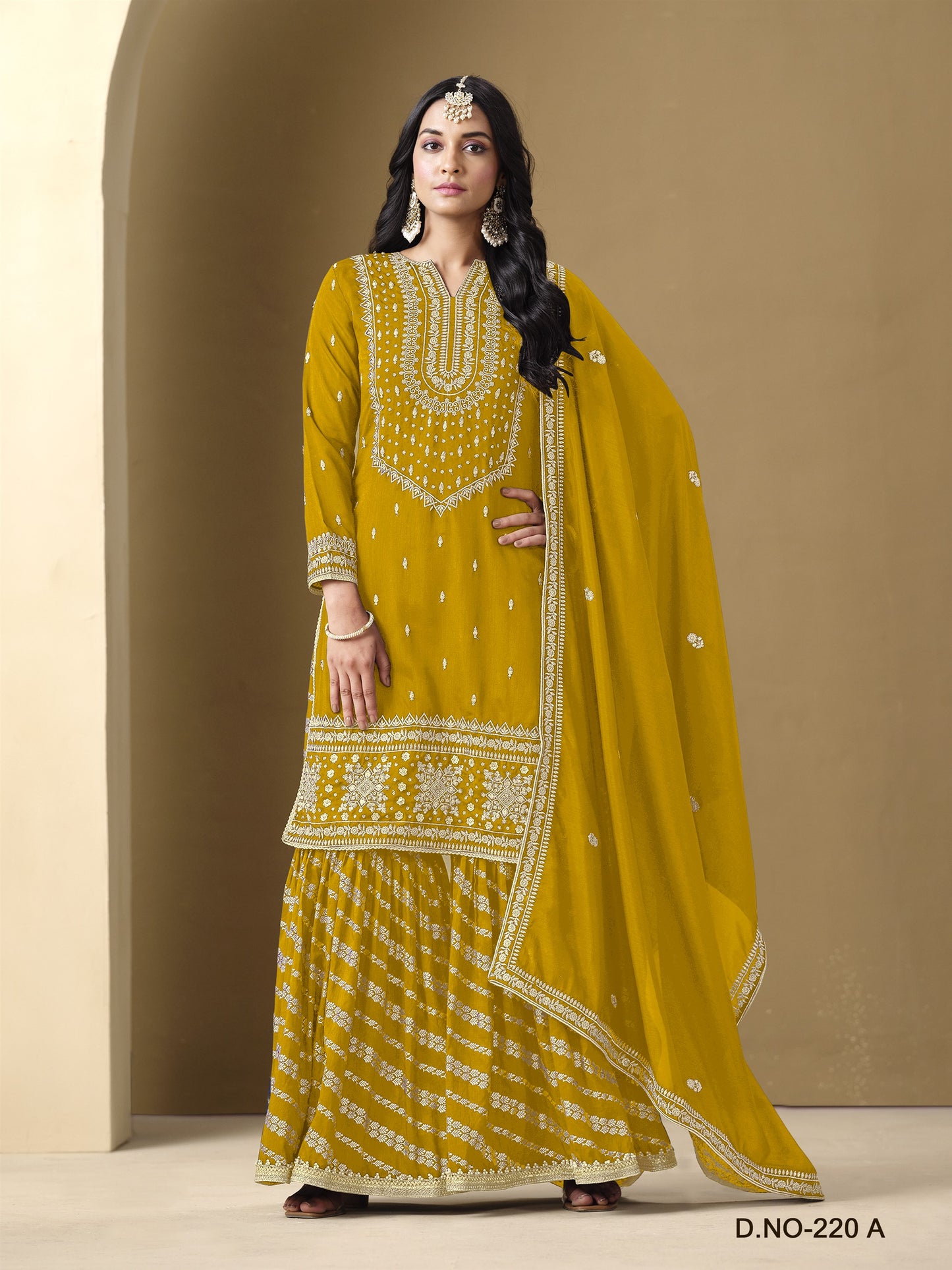 Yellow Color Heavy Sharara Wedding Wear Suit For haldi Function