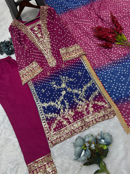 Beautiful Purple Blue Color Georgette Fancy Suit