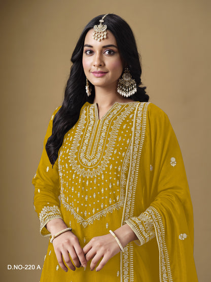 Yellow Color Heavy Sharara Wedding Wear Suit For haldi Function