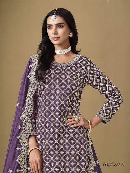 Purple Color Beautiful Partywear Top + lehenga Dress