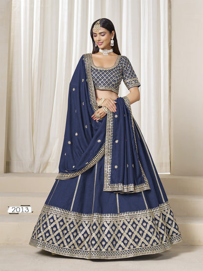Blue Color Beautiful Partywear Lehenga Choli in Art Silk Fabric