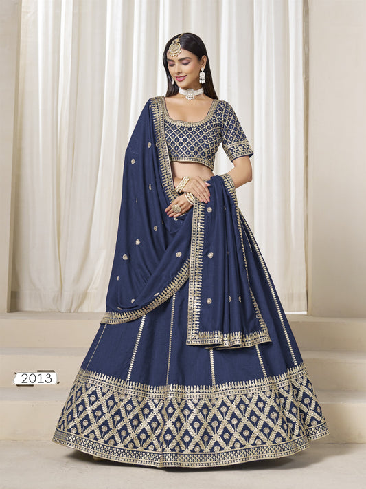 Blue Color Beautiful Partywear Lehenga Choli in Art Silk Fabric