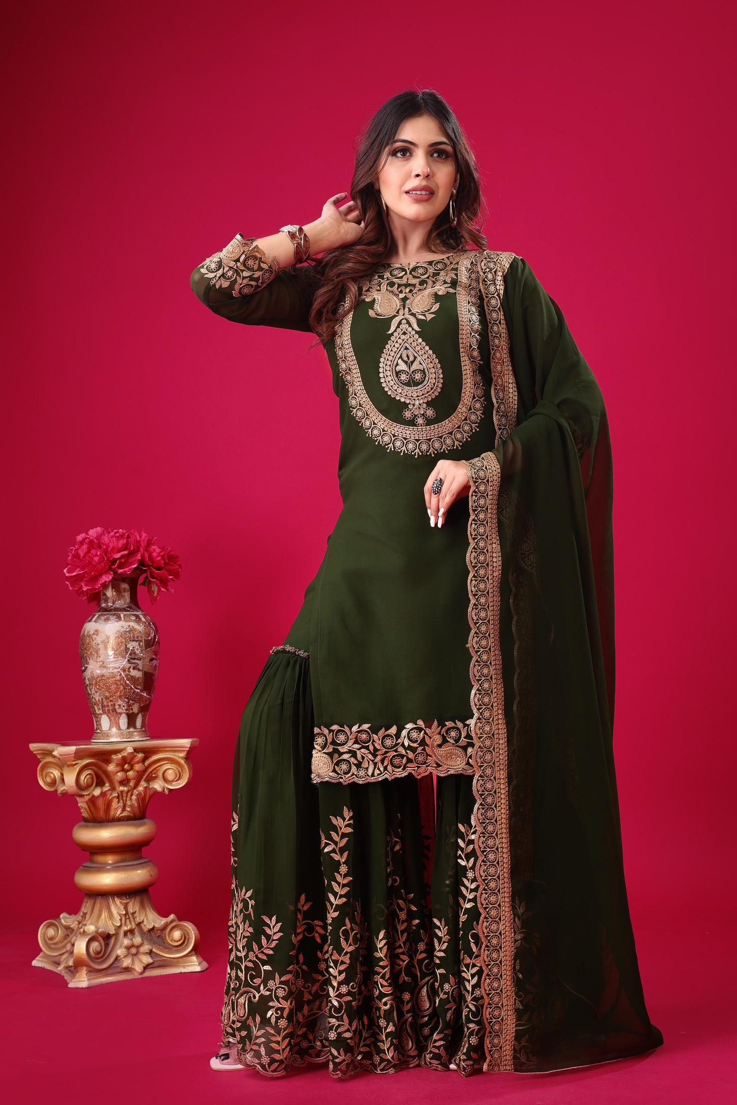 Green Color Beautiful suit for Party Function