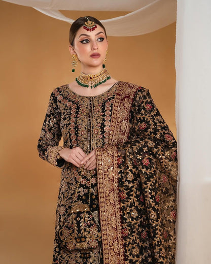 Black Color Beautiful Partywear Suit In georgette Fabric