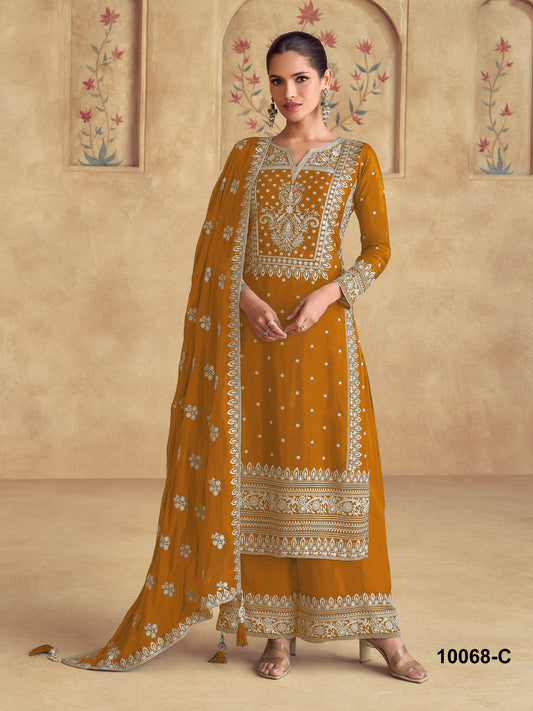 Yellow Color Heavy Partywear PLazo Suit For Wedding Function