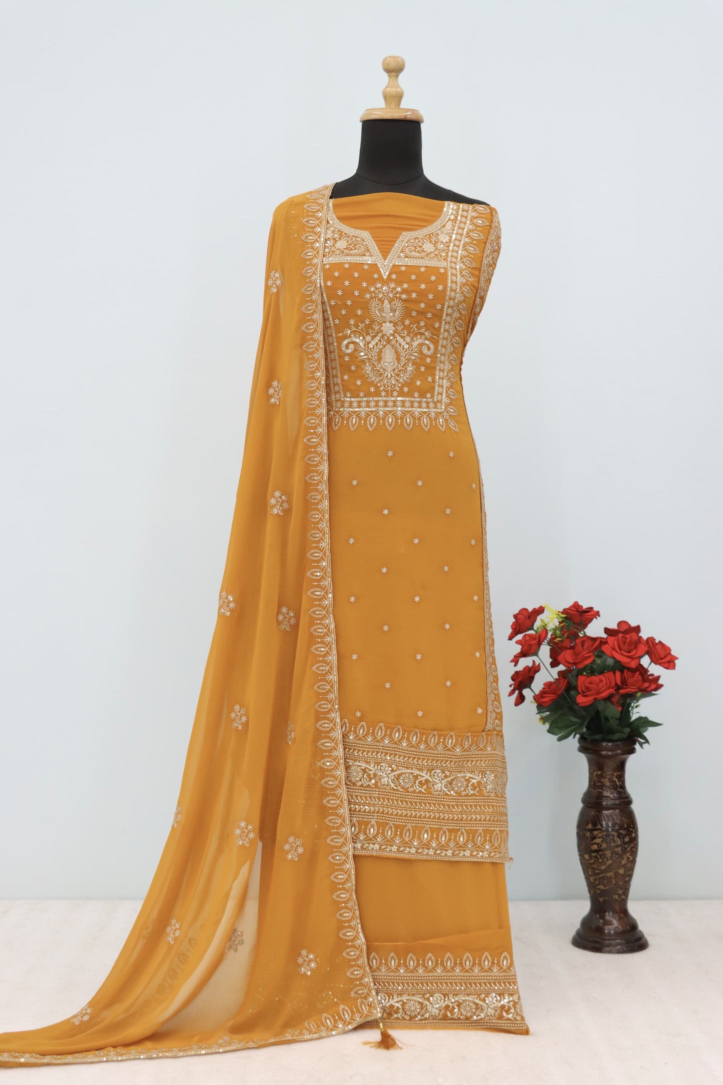 Yellow Color Heavy Partywear PLazo Suit For Wedding Function