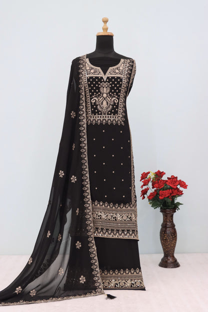 Black Color Heavy Partywear PLazo Suit For Wedding Function