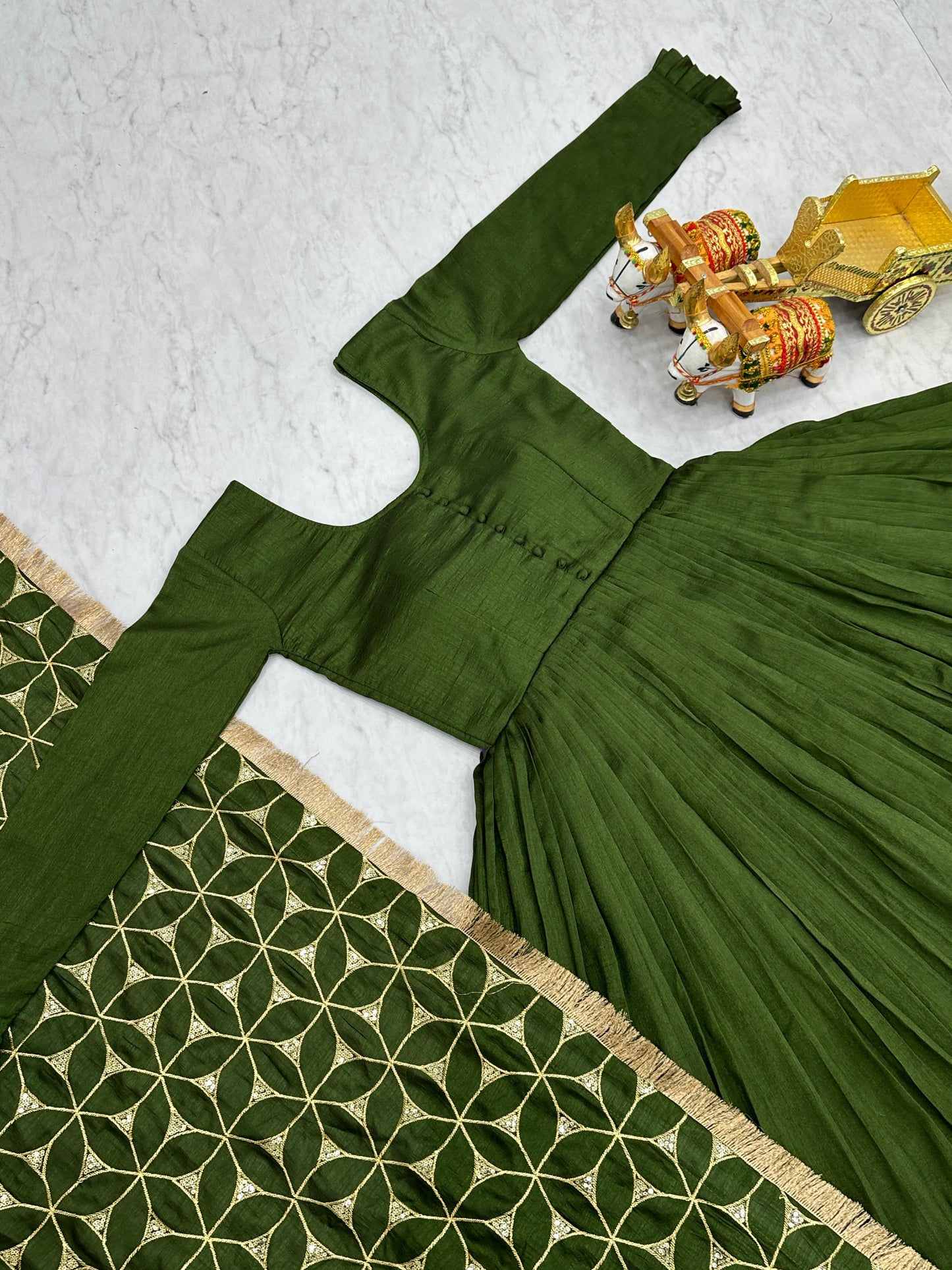 Long Gown & Heavy Dupatta in  Vichitra silk fabric