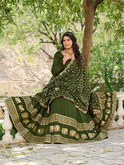 Long Gown & Heavy Dupatta in  Vichitra silk fabric