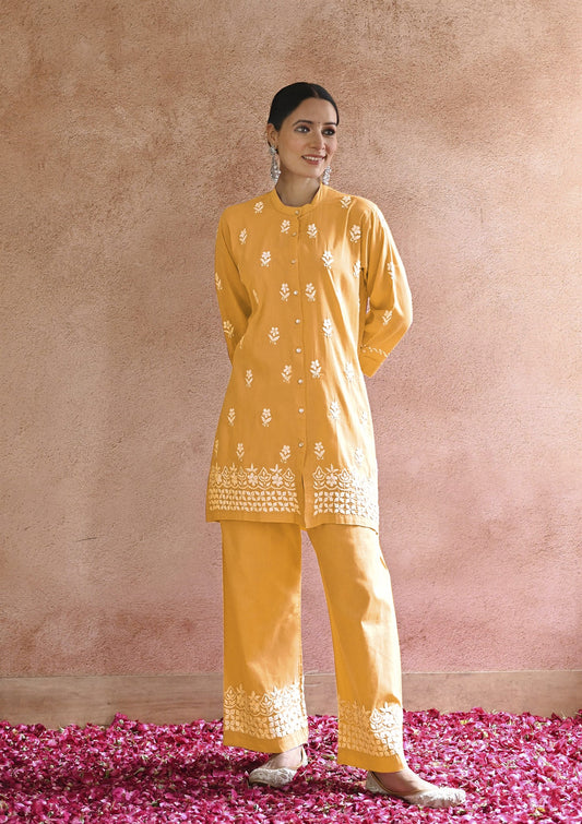 Yellow Color Beautiful Summer Wear Kurti Pent Co-Ord Set