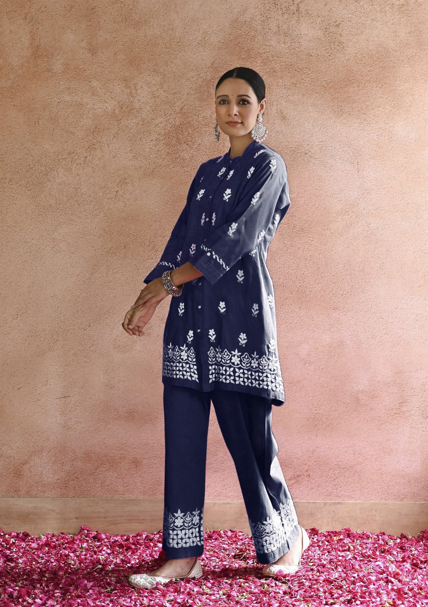 Blue Color Beautiful Summer Wear Kurti Pent Co-Ord Set