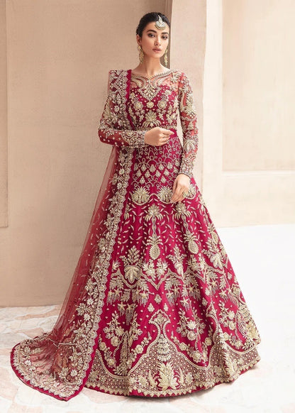 Bridal Anarkali Gown in Maroon Color with net fabric