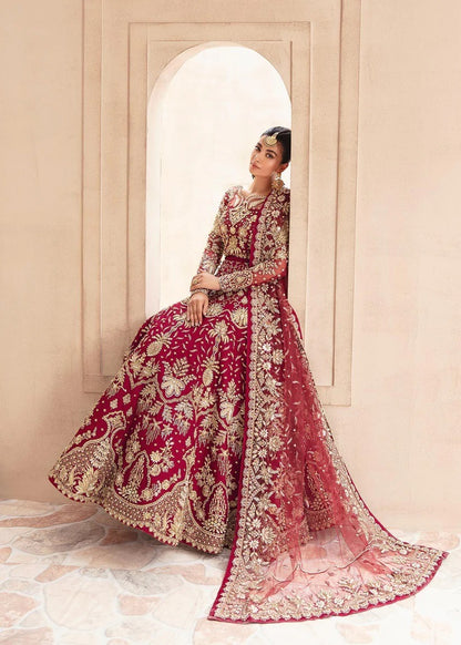 Bridal Anarkali Gown in Maroon Color with net fabric