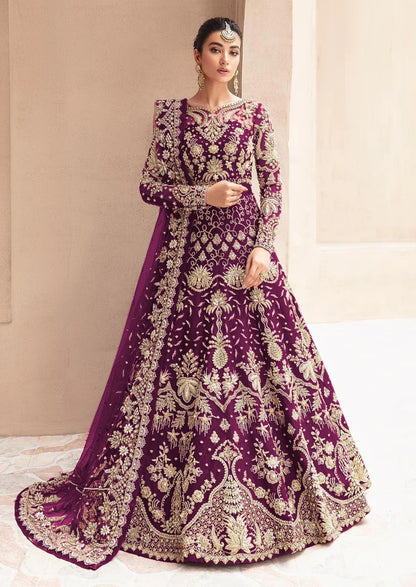 Bridal Anarkali Gown in Wine Color with net fabric