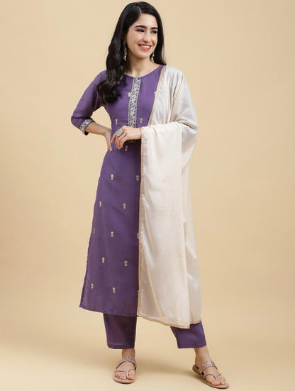 Beautiful Suit Set And Dupatta in Roman Silk Fabric
