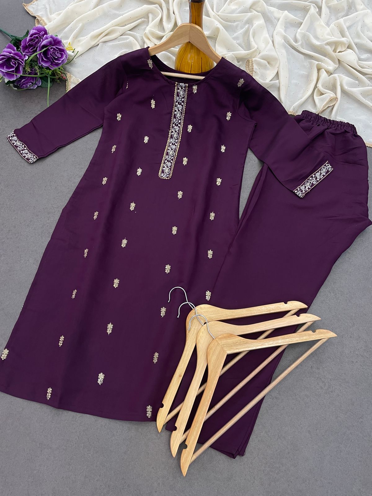 Beautiful Suit Set And Dupatta in Roman Silk Fabric
