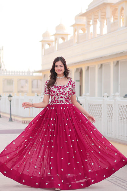 Pink Color Beautiful Anarakli Gown for office use or small function