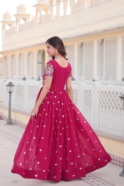 Pink Color Beautiful Anarakli Gown for office use or small function