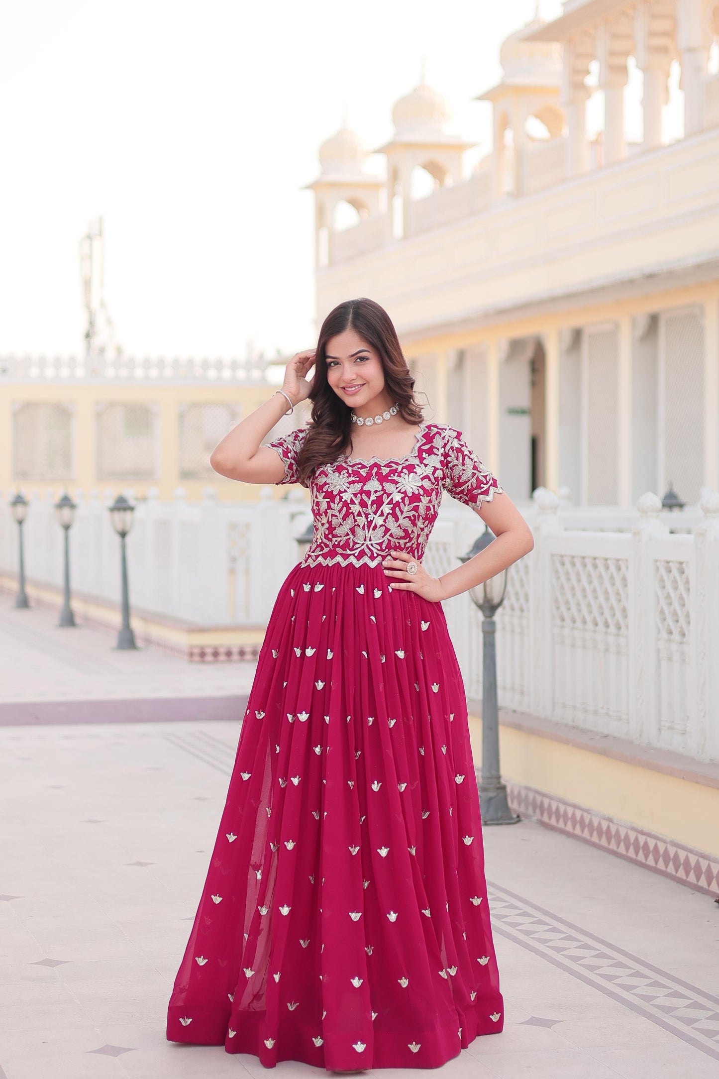 Pink Color Beautiful Anarakli Gown for office use or small function