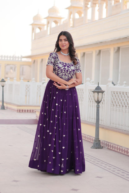 Purple Color Beautiful Anarakli Gown for office use or small function