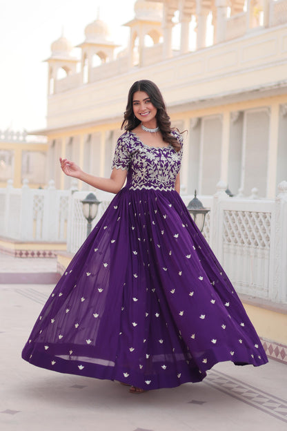 Purple Color Beautiful Anarakli Gown for office use or small function